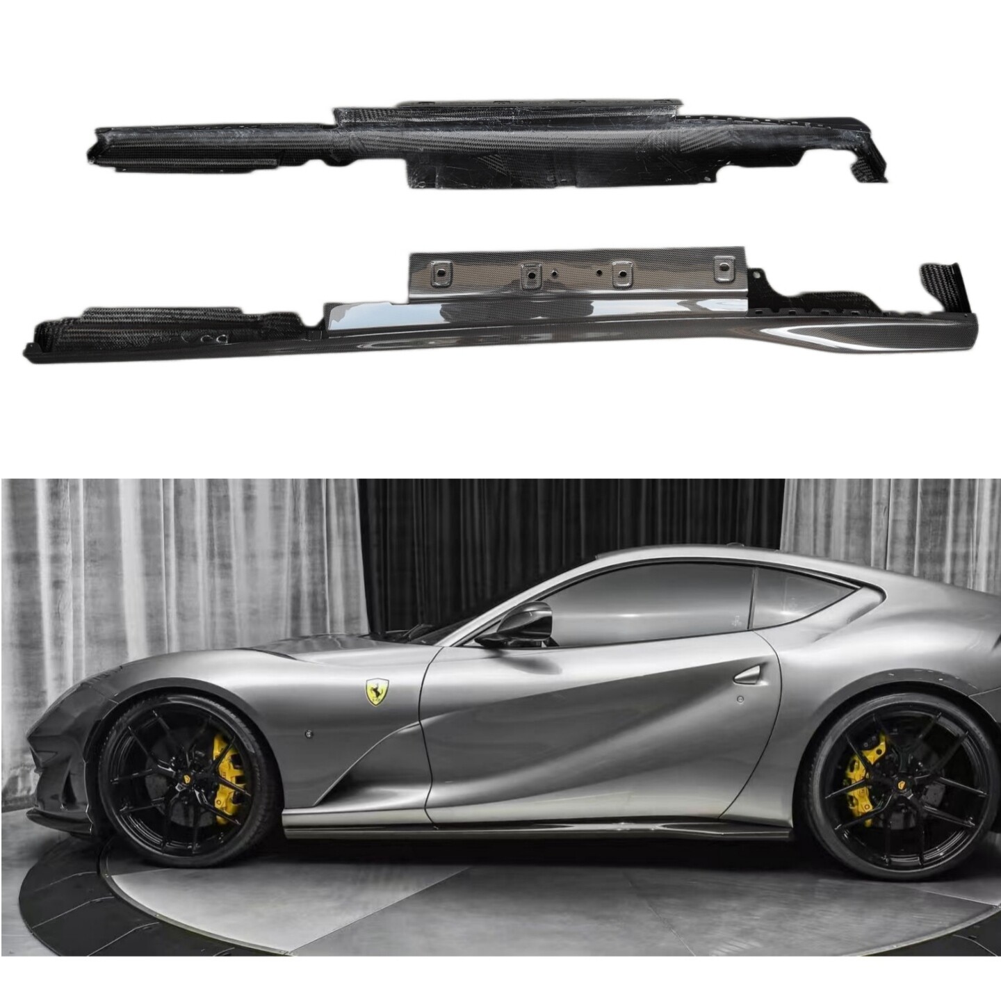 适用于法拉利812改装干碳纤侧裙812OEM款侧铲侧面裙边小包围套件