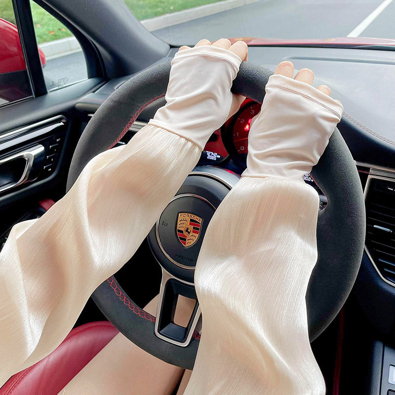 2024 NEW SUNSCREEN SLEEVE SUMMER WOMENS LACE ICE SLEEVE UV PROTECTION DRIVING LOOSE THIN ICE SILK HAND SLEEVE
