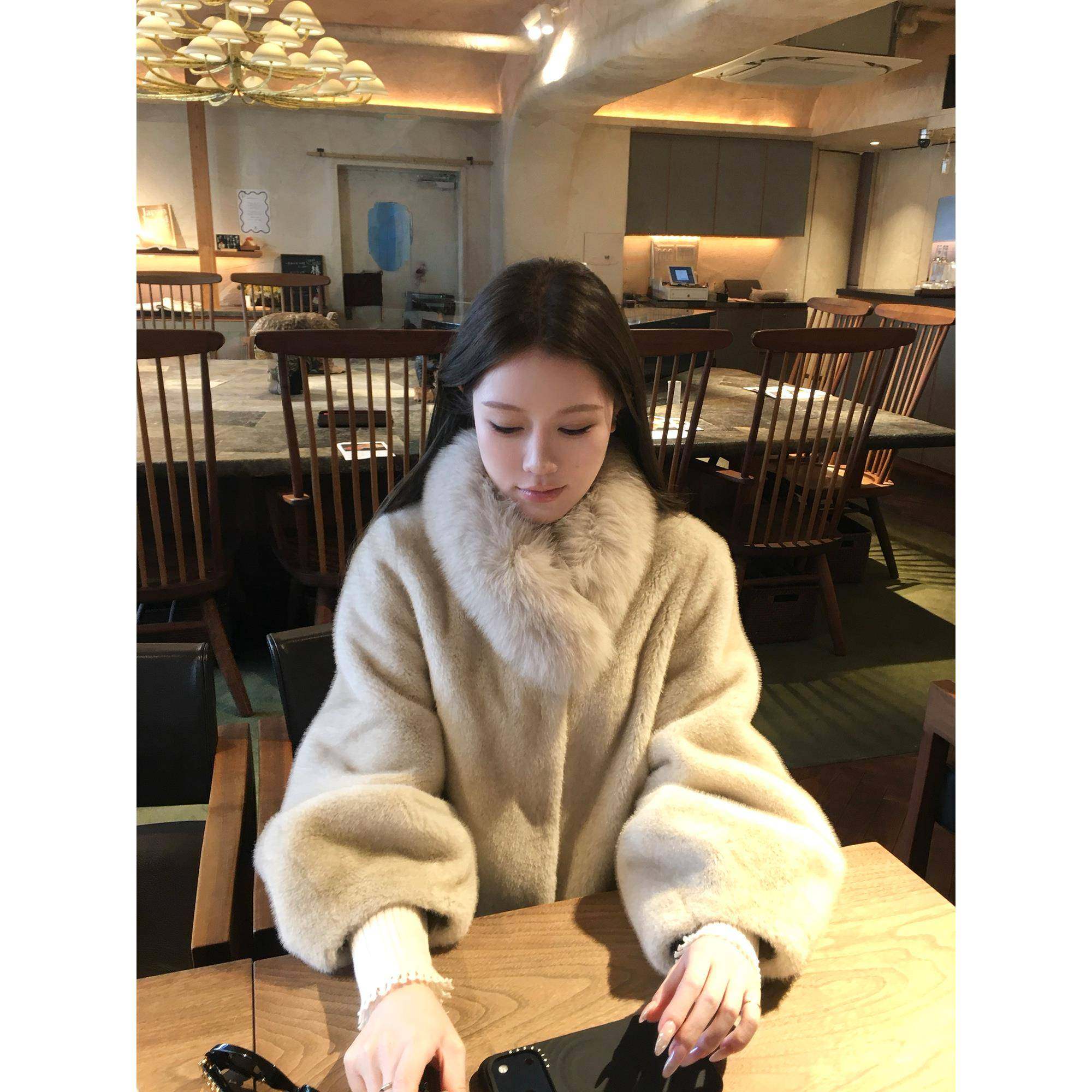 蝶宝嘻 复古仿水貂轻奢皮毛一体真狐狸毛领环保皮草毛毛外套女冬,女装/女士精品,皮草,淘宝优惠券,粉丝福利购,淘宝优惠卷