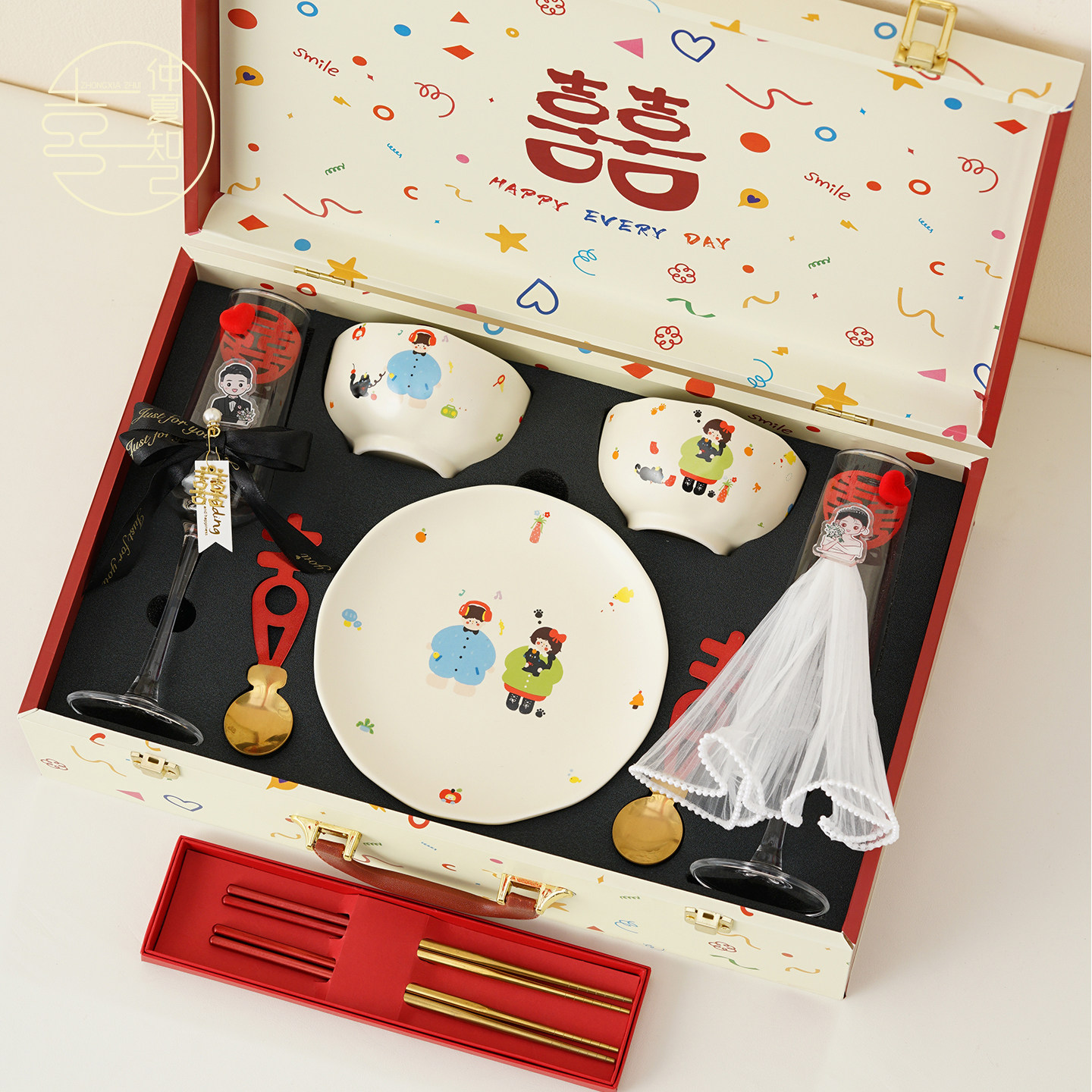 仲夏知己新婚礼物送新人新娘婚礼手工敬酒杯餐具套装闺蜜订婚礼品,节庆用品/礼品,创意礼盒/礼品套组,淘宝优惠券,粉丝福利购,淘宝优惠卷