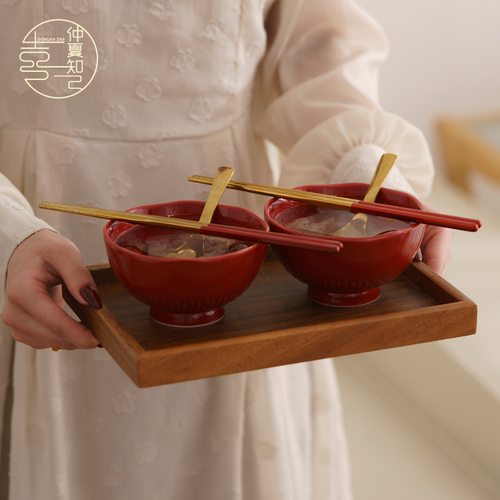 仲夏知己结婚礼物送新人喜碗筷套装一对新婚用品女方陪嫁订婚对碗