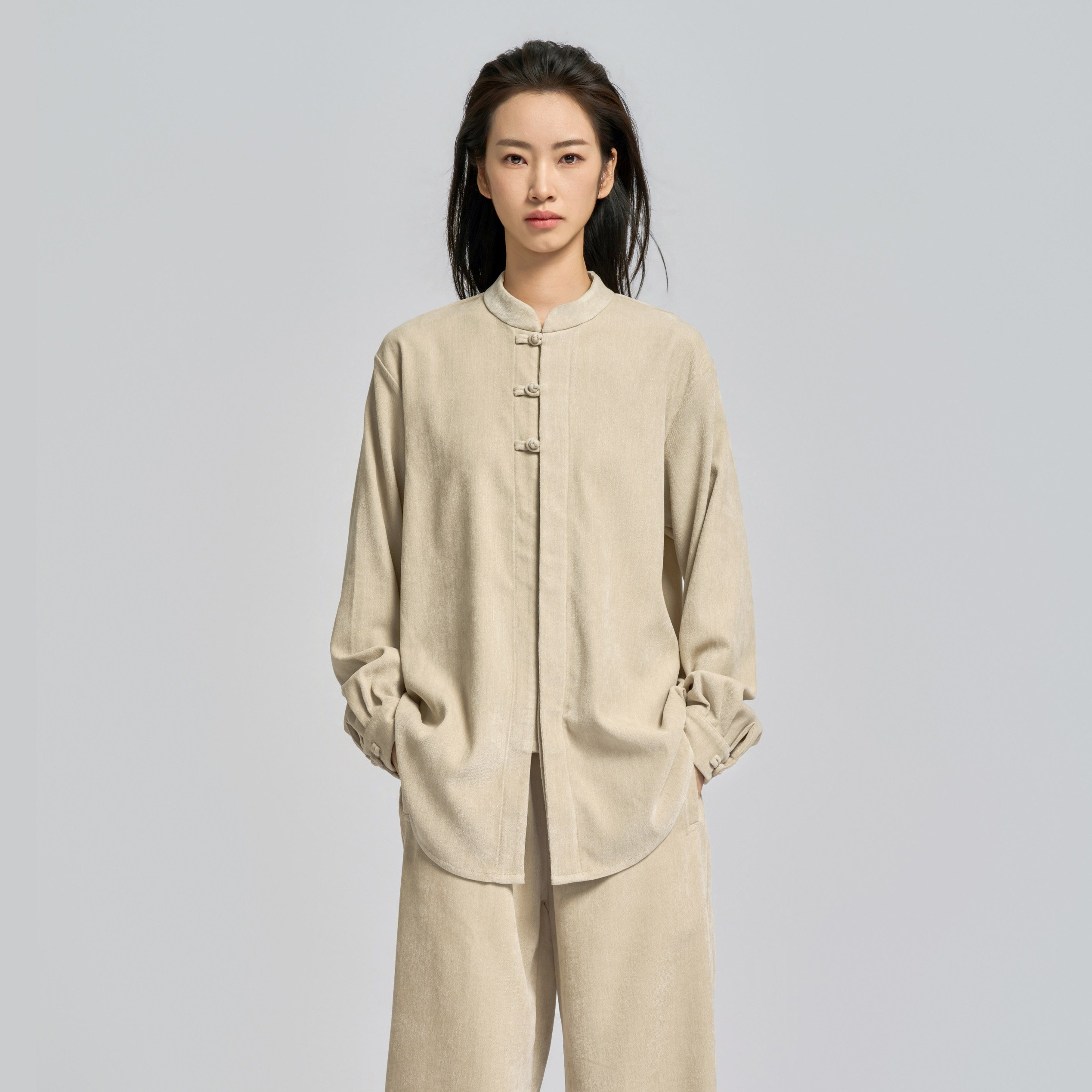 这太极服真保暖呀！天丝雪尼尔