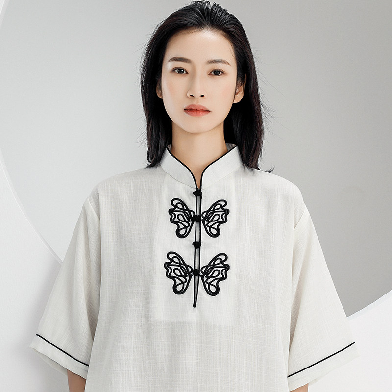 25款重工刺绣太极服短袖套装女太极拳练功服八段锦表演中袖男夏季