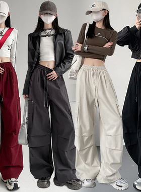 2025秋季新款工装裤女休闲运动长裤子宽松户外登山高腰显瘦徒步裤