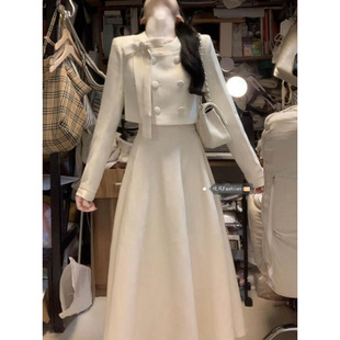 设计感小香风短款 女秋季 外套收腰显瘦气质长裙 甜美风气质套装 法式