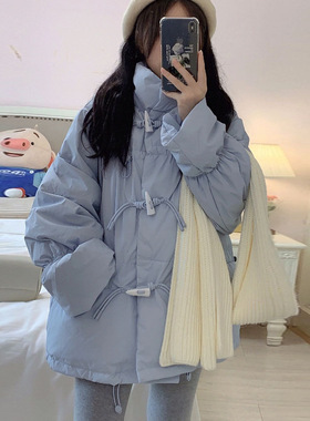 反季羽绒棉服女2025年新款冬季韩版牛角扣棉衣面包服学生棉袄外套