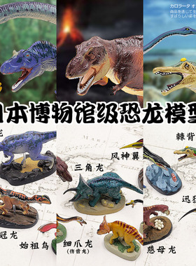 日本Colorata原装正品 侏罗纪博物馆恐龙霸王龙三角龙收藏藏品