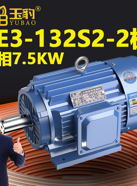 132S2-2极全新YE3系列三相异步电动机国标7.5KW电机380V三相全铜