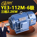 6极全新YE3系列三相异步电动机国标2.2KW电机380V三相全铜 112M