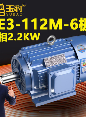 112M-6极全新YE3系列三相异步电动机国标2.2KW电机380V三相全铜