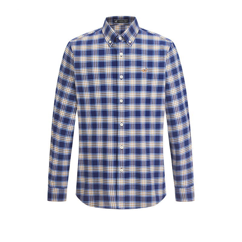 伦德保罗纹印花衬衫含桑蚕丝羊绒