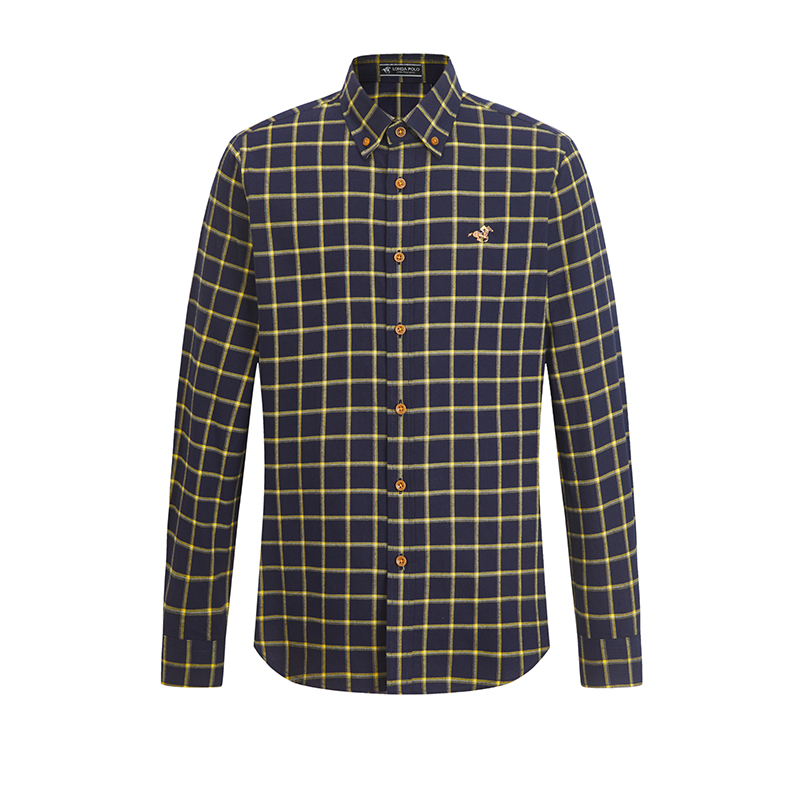 伦德保罗牛津纺长袖大格子衬衫