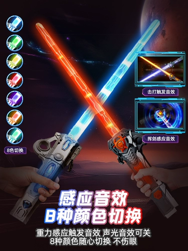 Неоновый световой меч с лазером, игрушка, телескопическая мигающая световая палочка для мальчиков, звездные войны