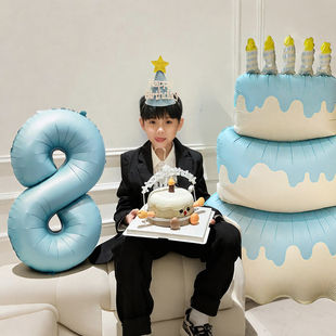 生日数字气球40寸宝宝派对拍照道具6岁男孩场景布置装饰铝膜蛋糕5