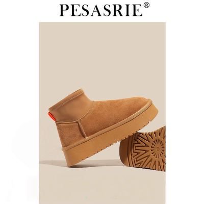 柏萨尼高档厚底雪地靴拖鞋女包头
