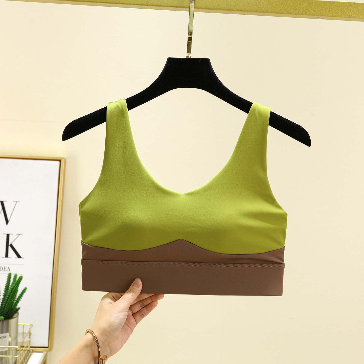 撞色大U型美背瑜伽内衣