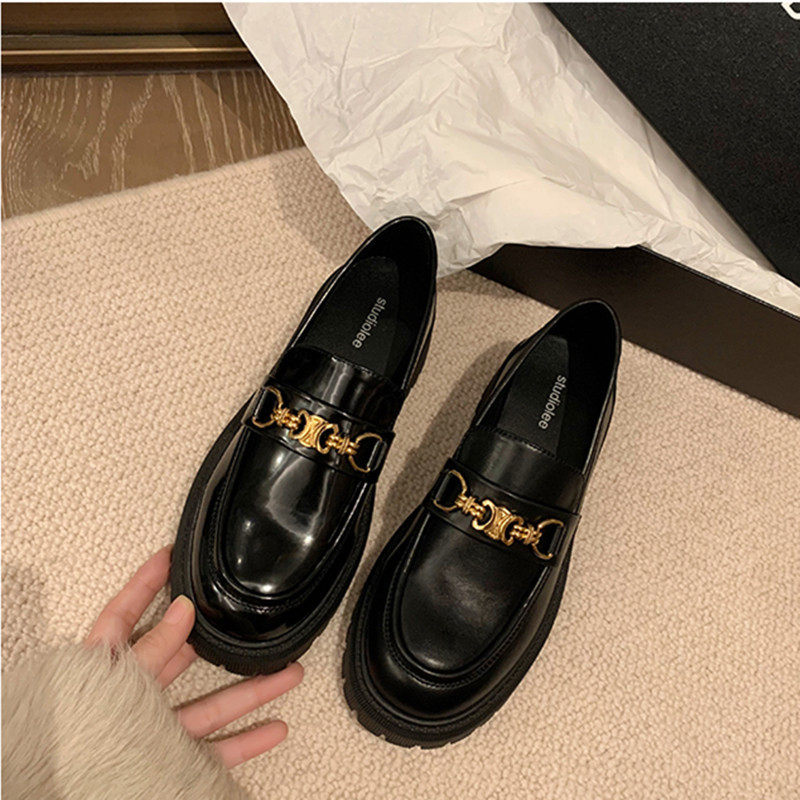 葡萄妈同款 2025春秋英伦风粗跟厚底乐福鞋女学生小皮鞋真皮单鞋,女鞋,乐福鞋（豆豆鞋）,淘宝优惠券,粉丝福利购,淘宝优惠卷