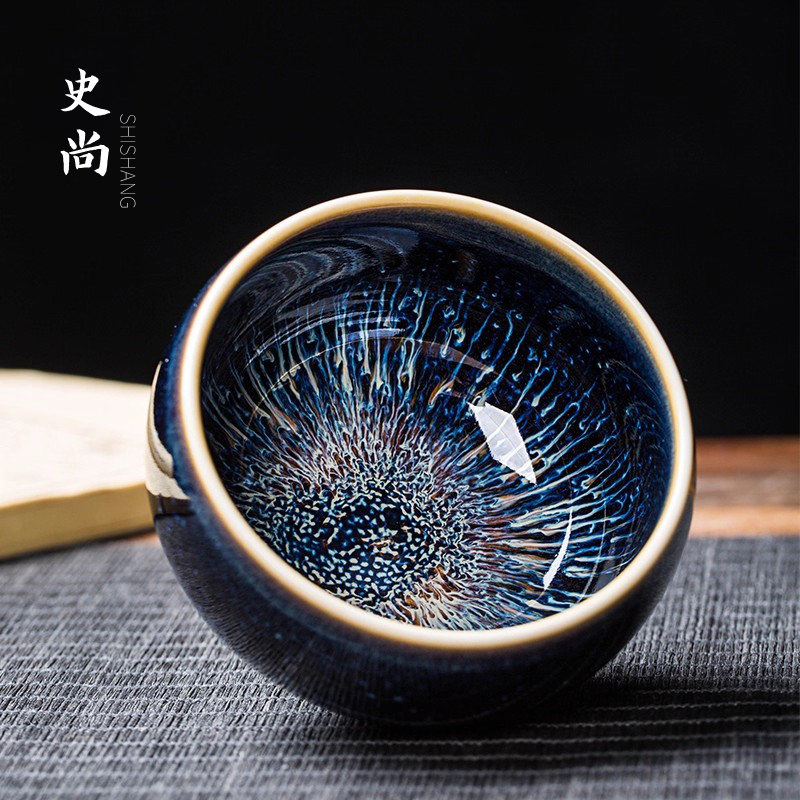 景德镇天目盏茶盏窑变星空盏大号建盏主人杯陶瓷茶杯单杯水杯茶具