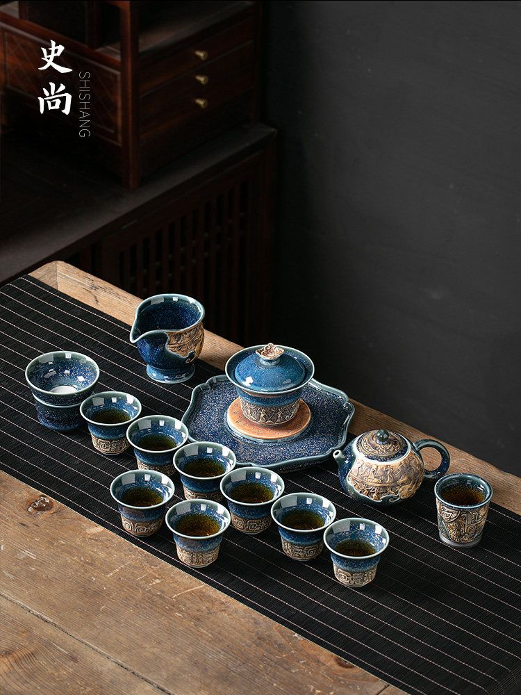 景德镇鉴展窑功夫茶具套装家用陶瓷茶壶盖碗茶杯中国风精品礼品