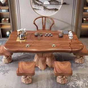 gy现代根雕茶几实木茶台家用客厅天然树根一体y小号阳台茶桌功夫