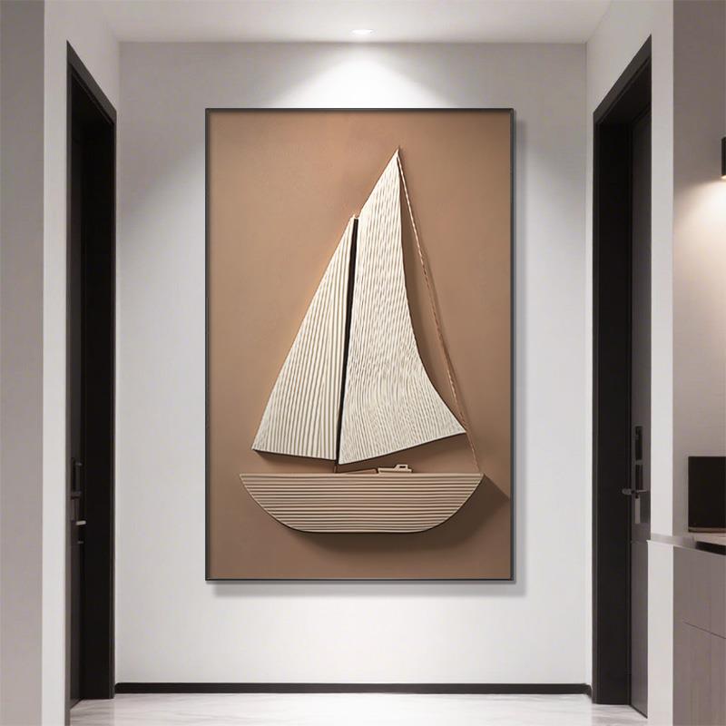 一帆风顺现代走廊挂画无障碍豪华风格入口装饰画高端正门入口通道