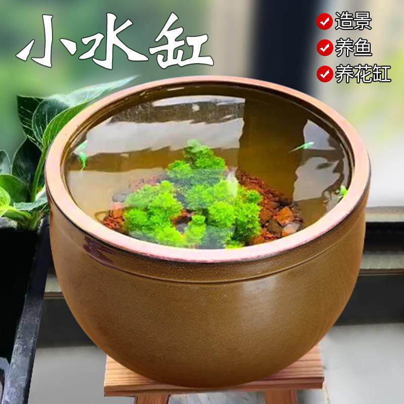 鱼缸大缸陶瓷乌龟饲养缸老式小水缸阳台户外养睡莲盆荷花缸大瓦缸
