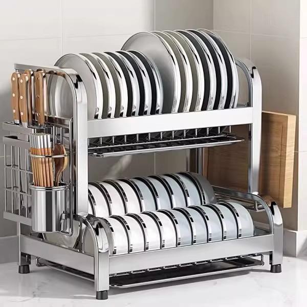 304不锈钢厨房置物架碗碟碗盘沥水架多功能放碗架碗筷收纳盒碗盘