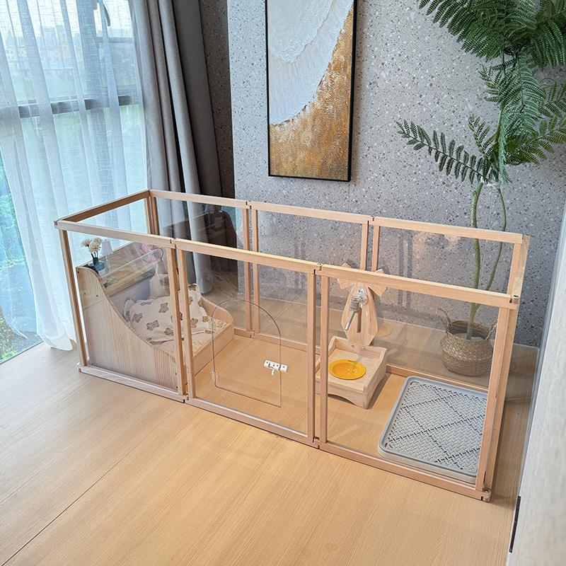 蘑菇宠物栅栏加高猫笼中小型犬实木自由组合阳台狗栅栏室内狗笼子