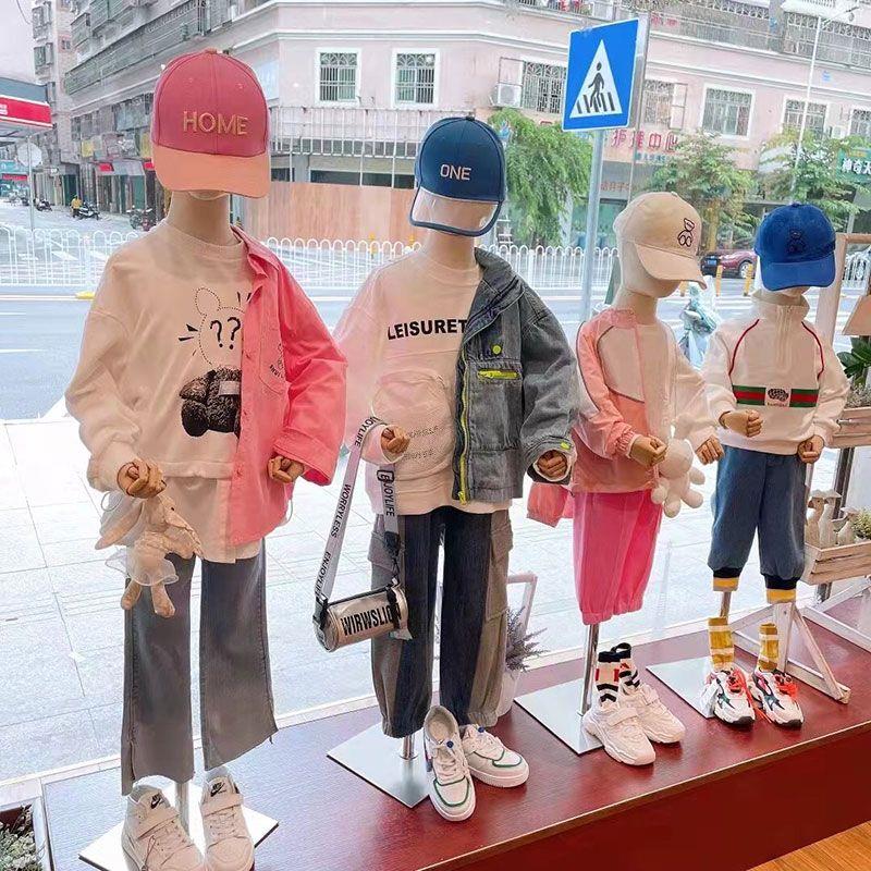 童装店模特展示架中小童男女儿童模特道具半身小孩人台带头带手