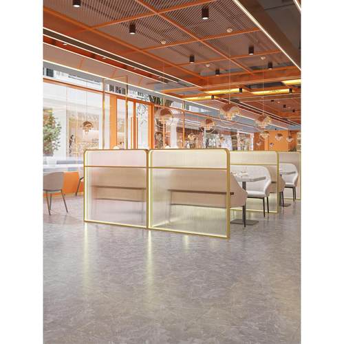 餐厅卡座发光玻璃隔断火锅店半墙遮挡铁艺矮屏风烧烤过道装饰围栏