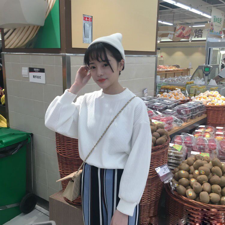 圆领春装宽松韩版学院风纯色新品新款套头蝙蝠长袖卫衣针织毛衣外|ruв категории Женская одежда, свитер/свитер - от Buy2taobao.com для оказания профессиональной услуги покупки агента Taobao