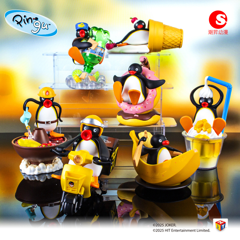 Pingu企鹅公仔贪吃的小鹅系列盲盒蛋公仔正版手办可爱摆件女孩