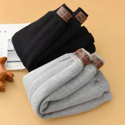 儿童加绒加厚裤子秋冬季男童运动裤冬季女童棉裤特厚一体羊羔绒裤