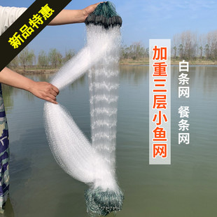 单层渔网粘网白条餐条专用小鱼网丝网三层沉网浮网捕鱼网6分1指高