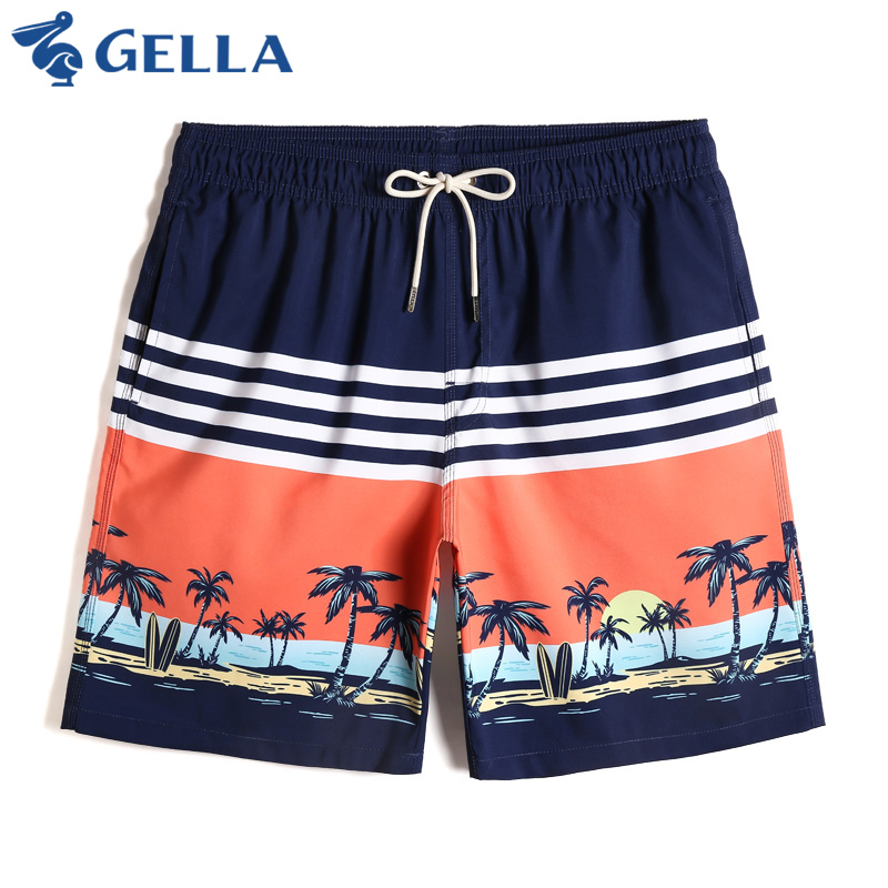 GELLA沙滩裤男宽松休闲速干短裤亲子装印花薄款可下水泳裤平角
