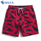 Gella沙滩裤 衩 带内衬印花裤 男速干宽松海边平角泳裤 休闲直筒短裤