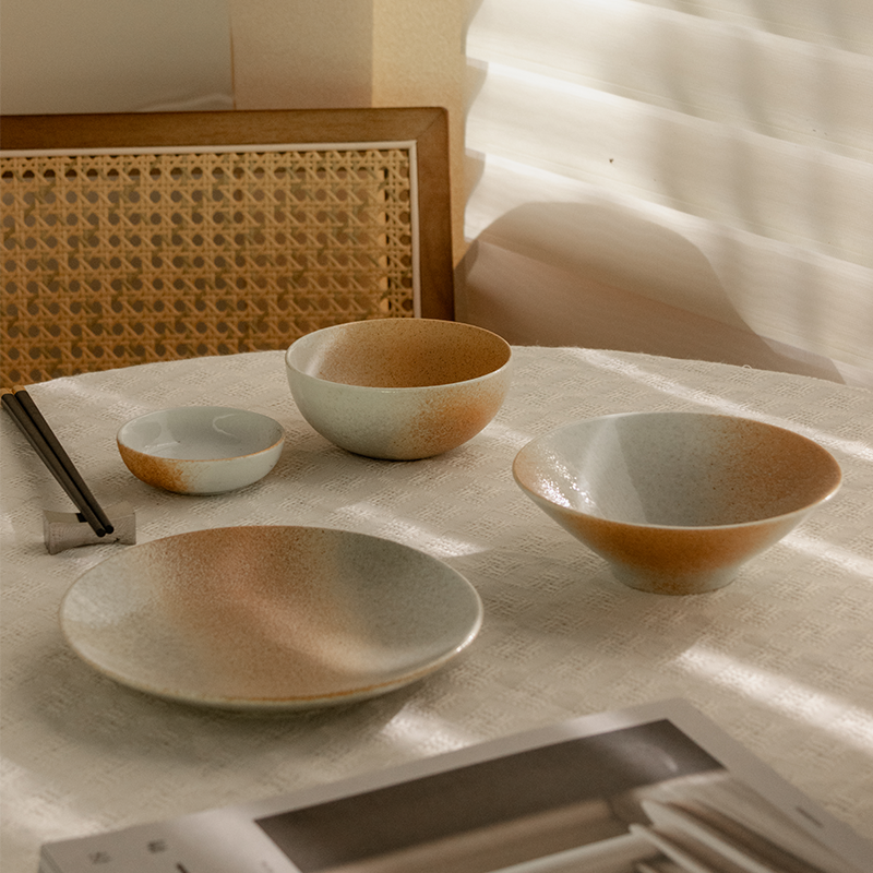 川泽烧 大漠系列2026新款粗陶一人食碗碟套装家用景德镇饭碗菜盘,餐饮具,碗,淘宝优惠券,粉丝福利购,淘宝优惠卷