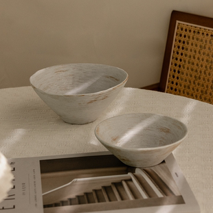 复古斗笠碗家用米饭碗景德镇诧寂风餐厅汤面碗 川泽烧柴烧粗陶日式