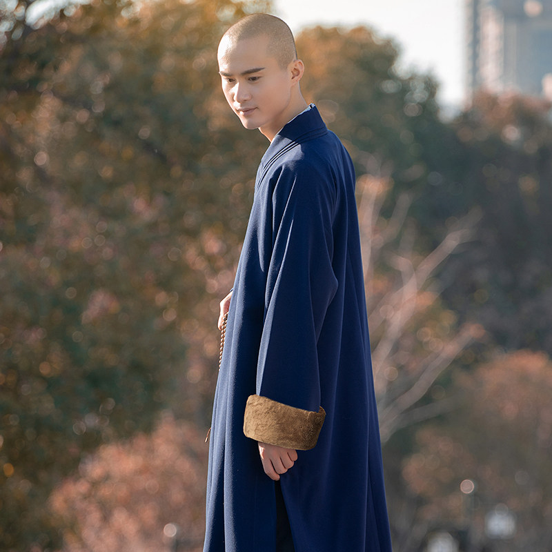 缎梵僧服装秋冬季和尚衣保暖僧衣长褂男女同款大褂比丘尼长袍棉袄