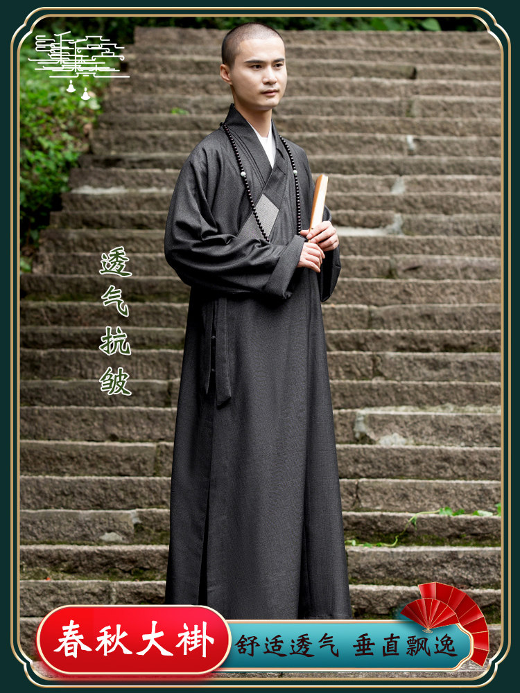 缎梵僧服大褂和尚衣服春秋款罗汉褂僧侣长褂男女僧人短褂套装长袍