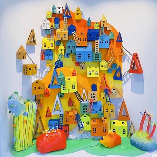 梦幻小镇幼儿园环创建构材料区角搭建环境手工制作diy小房子纸盒