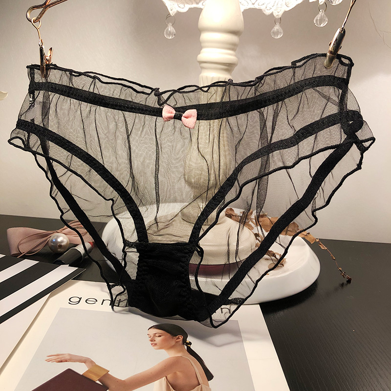维多利亚内裤女士抗菌轻薄网纱全透明蕾丝少女三角底裤中低腰性感