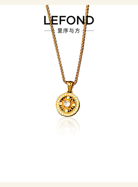 复古轻奢镂空太阳花吊坠锁骨链