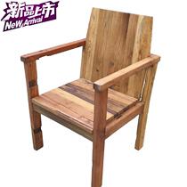 椅子 定制 漫咖啡08桌椅 老榆厅酒吧老门板家具桌子木家具 餐桌组