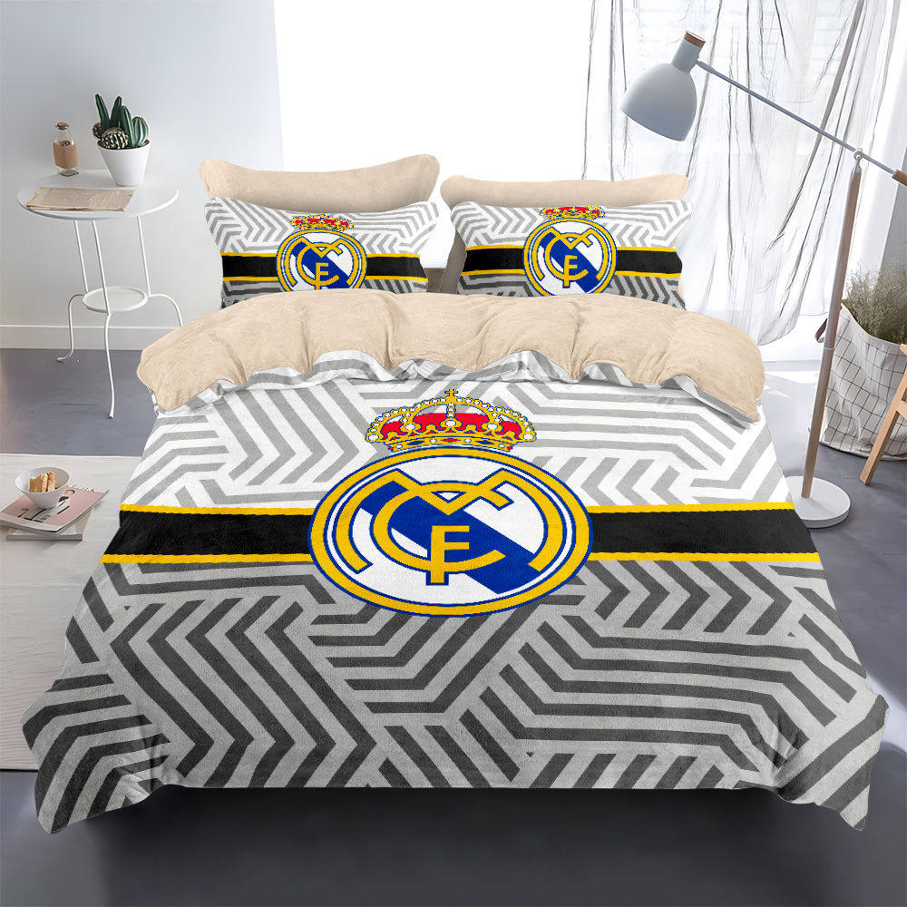 2025足球四件套牛奶绒冬季学生宿舍家居卧房床上用品单人床单床笠