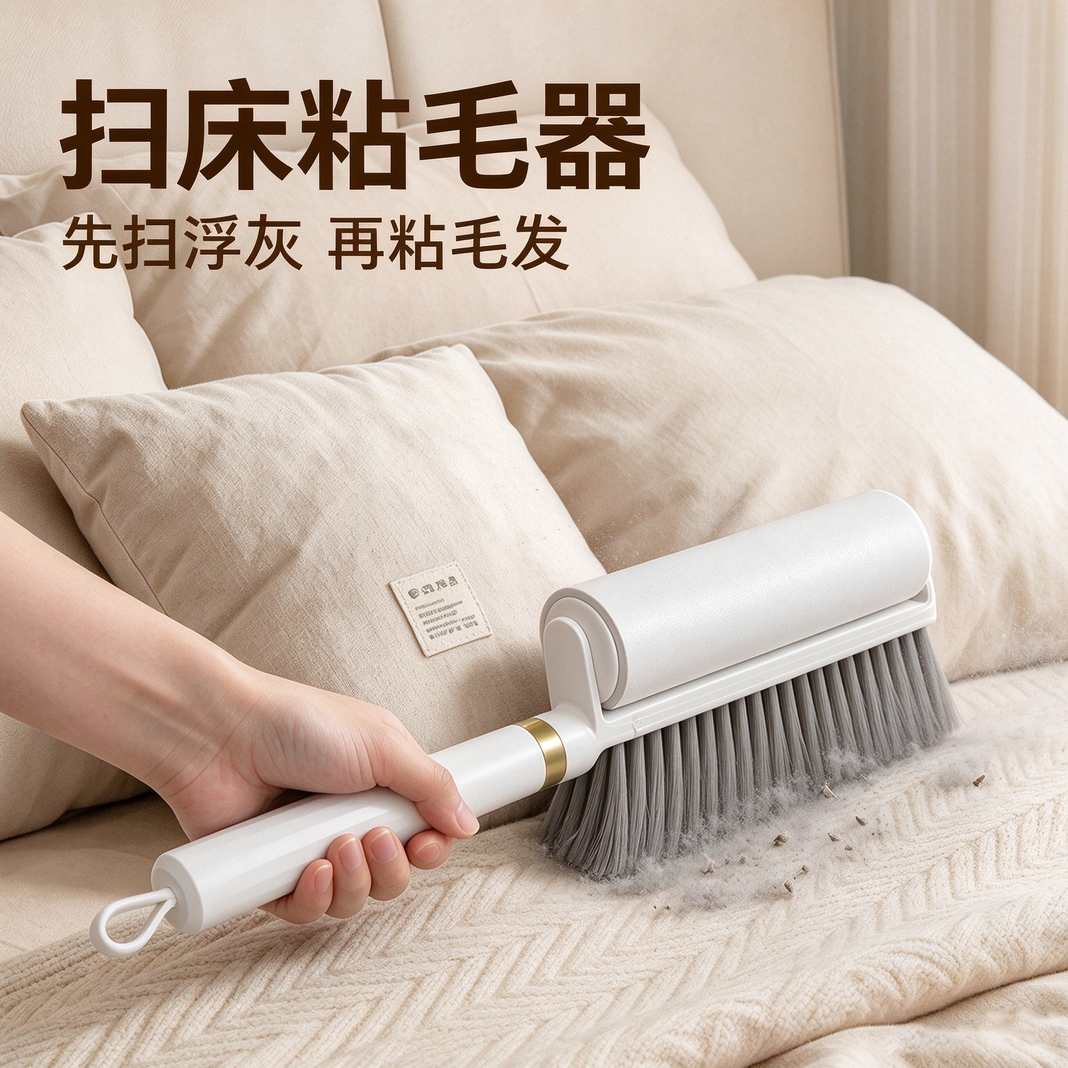 扫床粘毛神器先刷后粘更干净