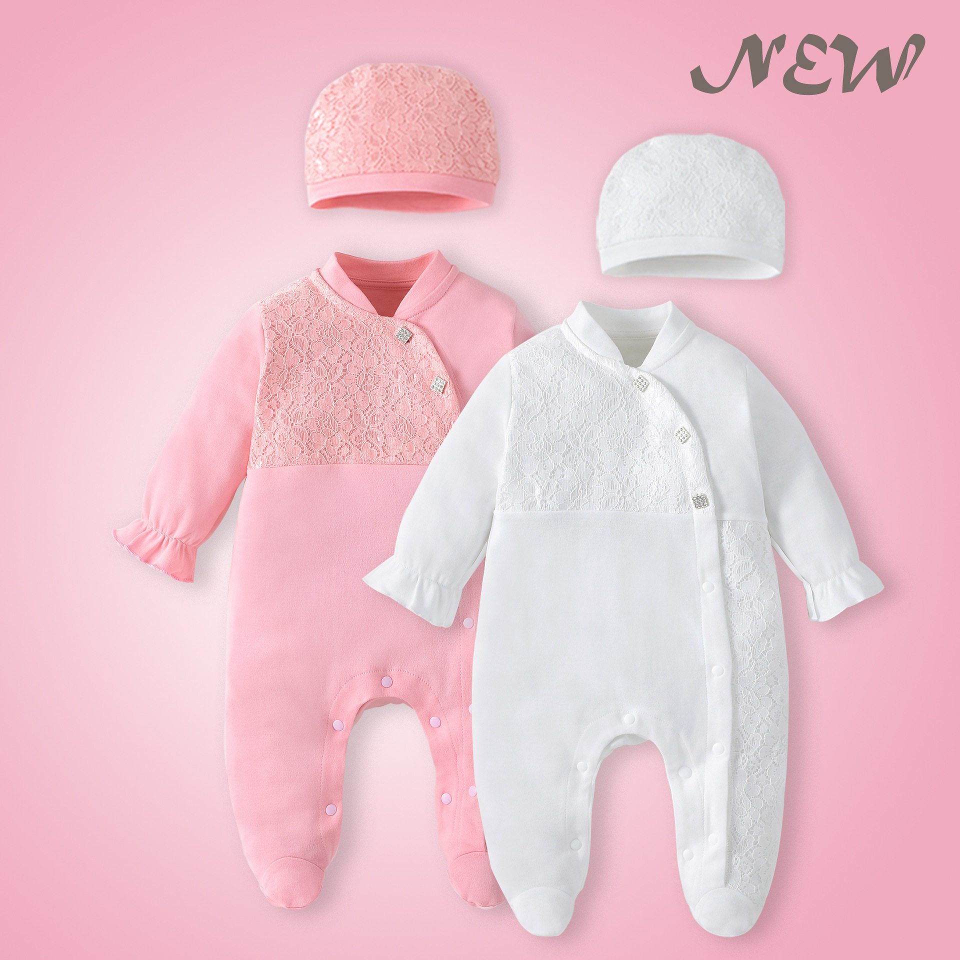 男女婴儿连体衣秋装女宝宝衣服新生儿满月百天周岁礼服韩系春衣服