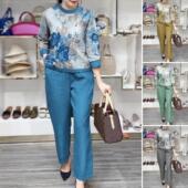 套装 23东南亚春夏季 女38 女装 宽松时尚 跨境新款 两件套女定位印大码