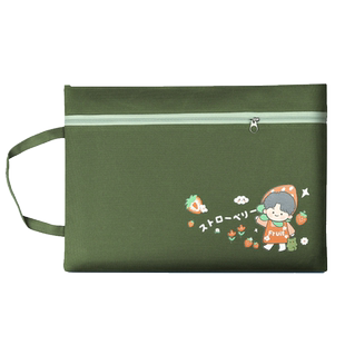 A4大容量帆布手提拉链式文件袋补习袋资料袋拎书袋多层双层学生用试卷收纳袋产检病历收纳学生卡通作业袋