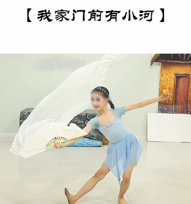 少儿舞蹈演出服现代扇子舞剧目表演我家门前有小河舞蹈服短裙练习